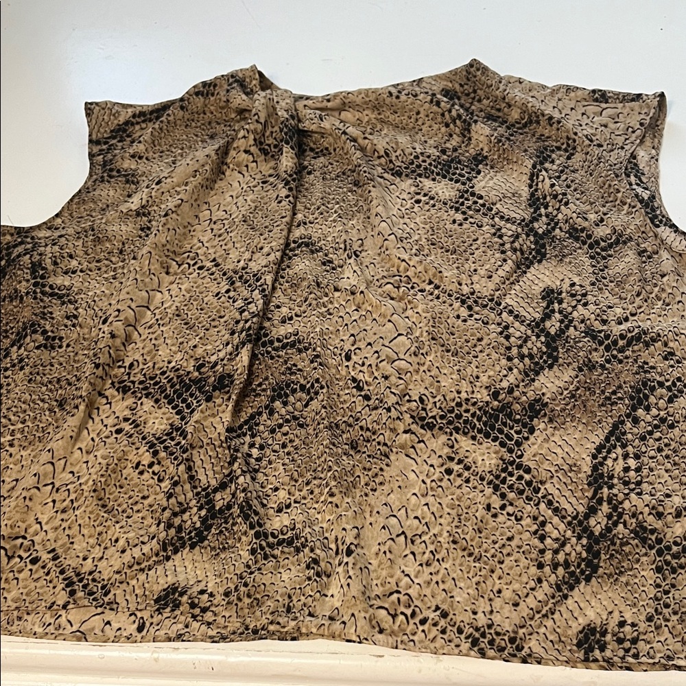 Worthington 3X Sleeveless Sheer Brown Snake Print Tank Top